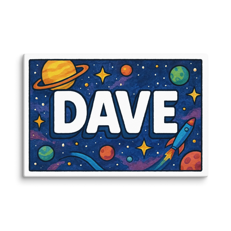 Dave Name Art - Space Explorers personalized wall print for kids