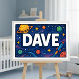 Dave Name Art - Space Explorers personalized wall print for kids