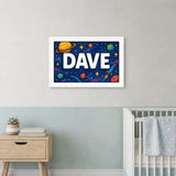 Dave Name Art - Space Explorers personalized wall print for kids