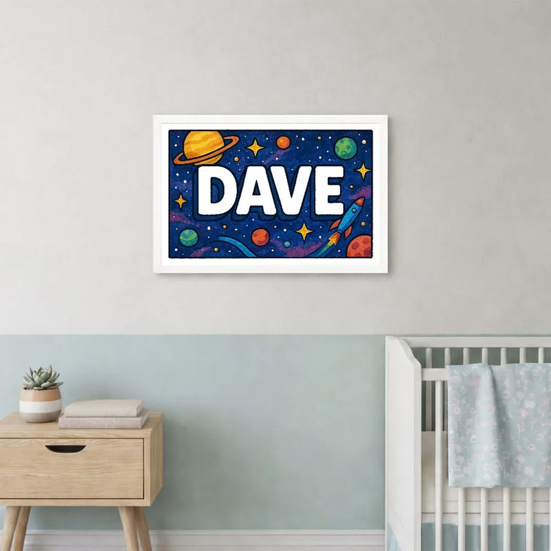 Dave Name Art - Space Explorers personalized wall print for kids