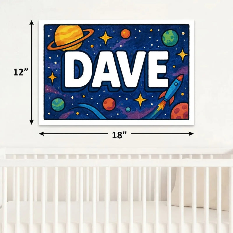 Dave Name Art - Space Explorers personalized wall print for kids