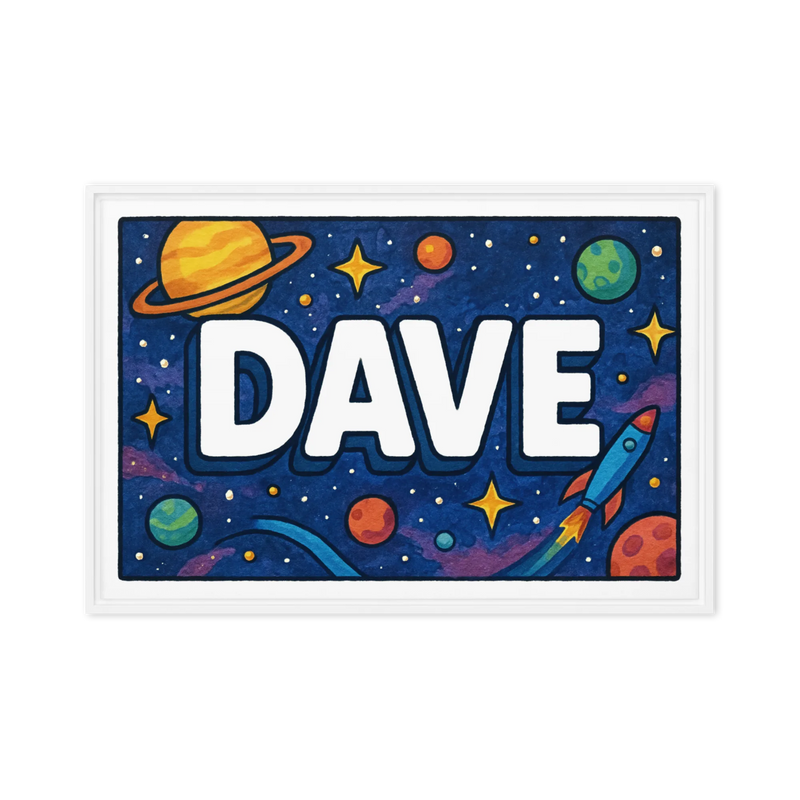 Dave Name Art - Space Explorers personalized wall print for kids