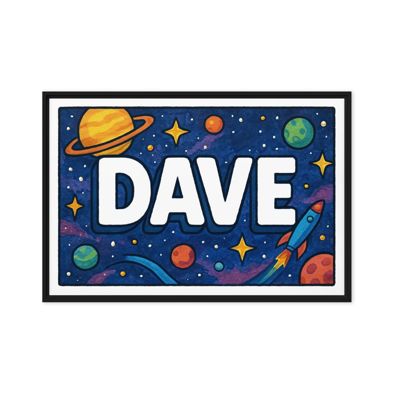 Dave Name Art - Space Explorers personalized wall print for kids