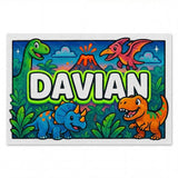 Davian Name Art - Dinosaur Adventure personalized wall print for kids