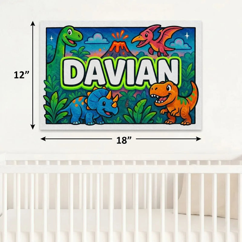 Davian Name Art - Dinosaur Adventure personalized wall print for kids