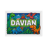 Davian Name Art - Dinosaur Adventure personalized wall print for kids