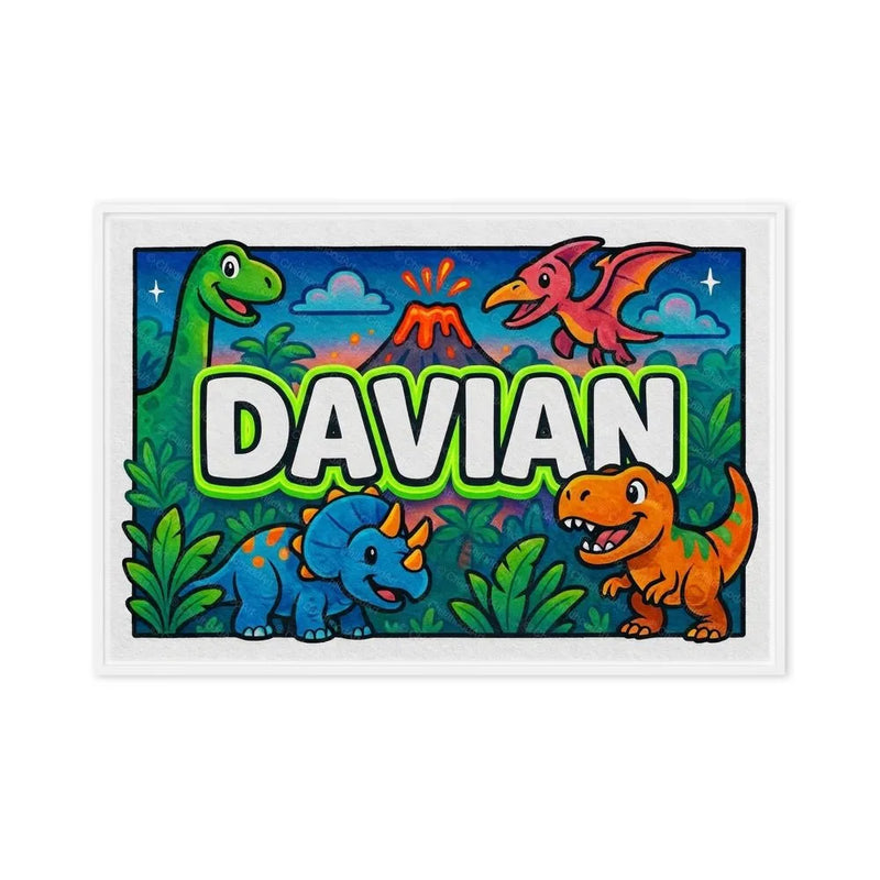 Davian Name Art - Dinosaur Adventure personalized wall print for kids