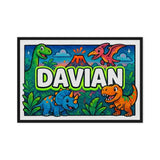Davian Name Art - Dinosaur Adventure personalized wall print for kids