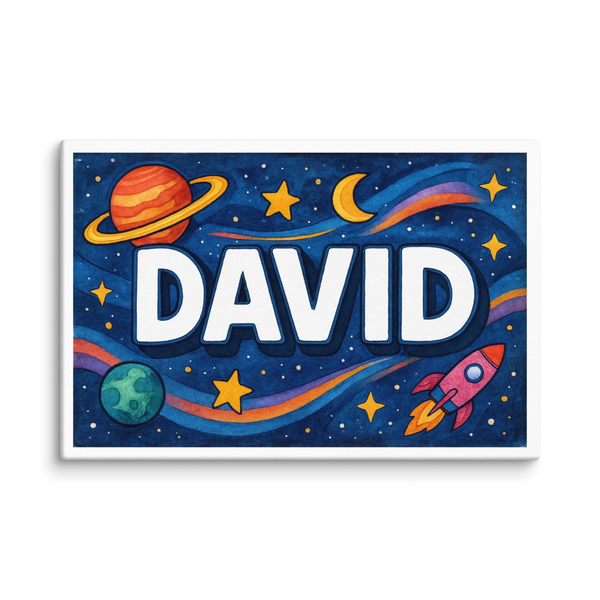 Space explorers themed name art featuring David