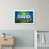David Name Art - Forest Friends personalized wall print for kids