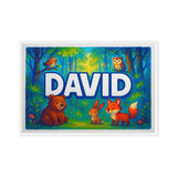 David Name Art - Forest Friends personalized wall print for kids