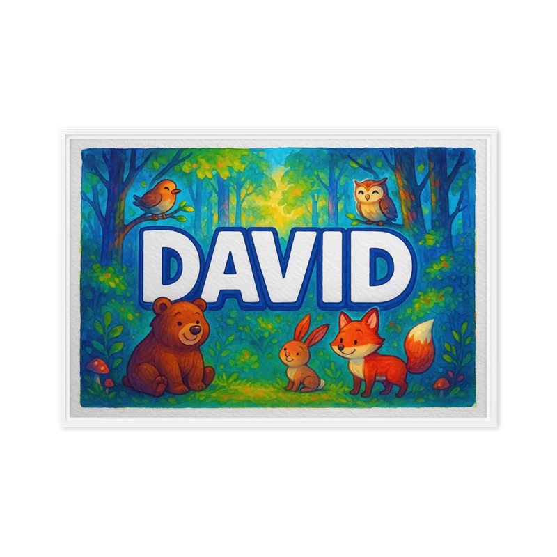 David Name Art - Forest Friends personalized wall print for kids