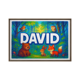 David Name Art - Forest Friends personalized wall print for kids