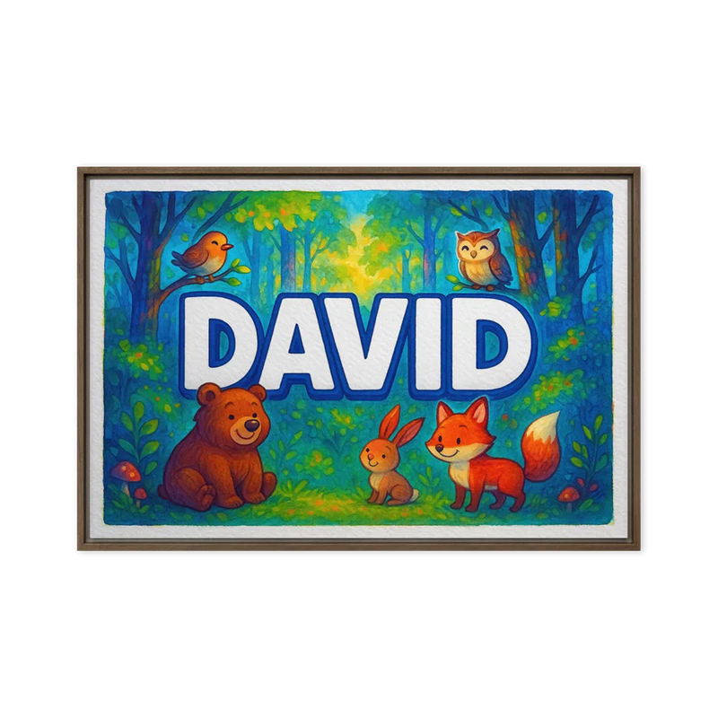 David Name Art - Forest Friends personalized wall print for kids
