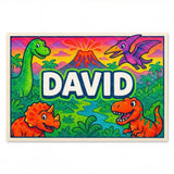 David Name Art - Dinosaur Adventure personalized wall print for kids
