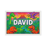 David Name Art - Dinosaur Adventure personalized wall print for kids