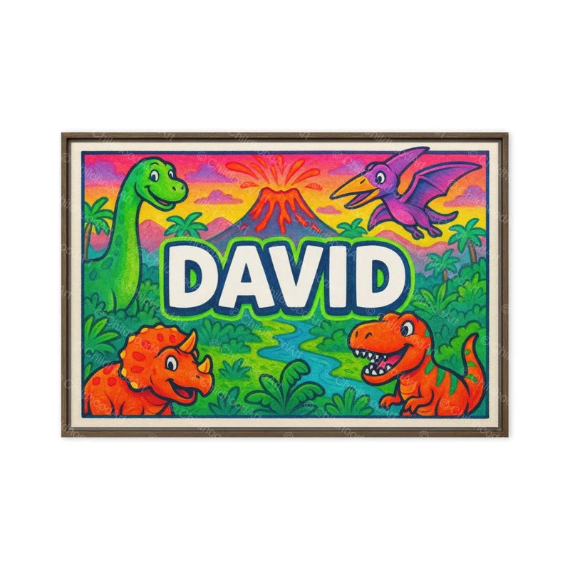 David Name Art - Dinosaur Adventure personalized wall print for kids