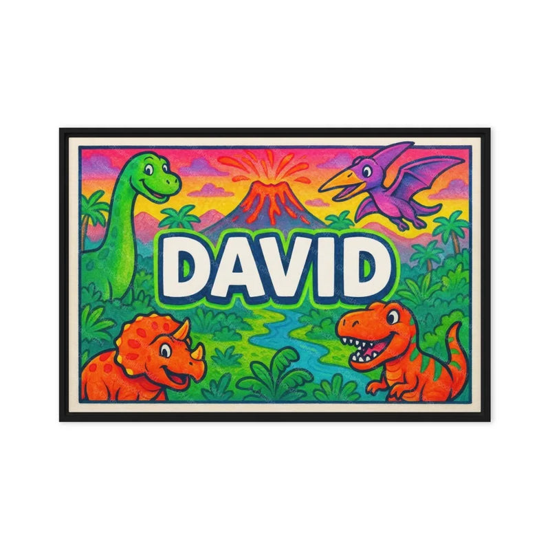David Name Art - Dinosaur Adventure personalized wall print for kids