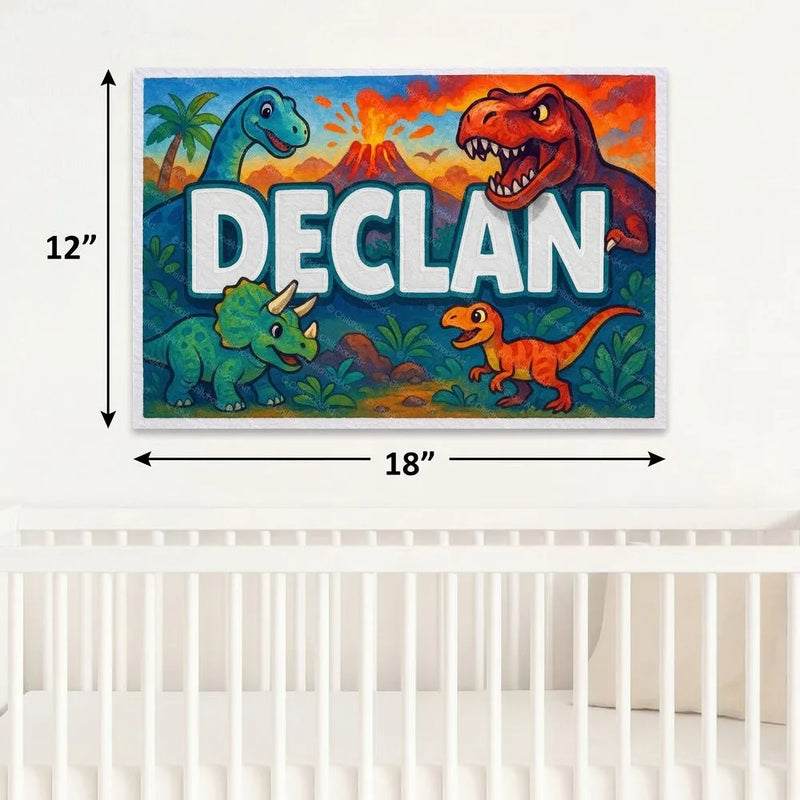 Declan Name Art - Dinosaur Adventure personalized wall print for kids
