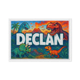 Declan Name Art - Dinosaur Adventure personalized wall print for kids