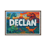 Declan Name Art - Dinosaur Adventure personalized wall print for kids