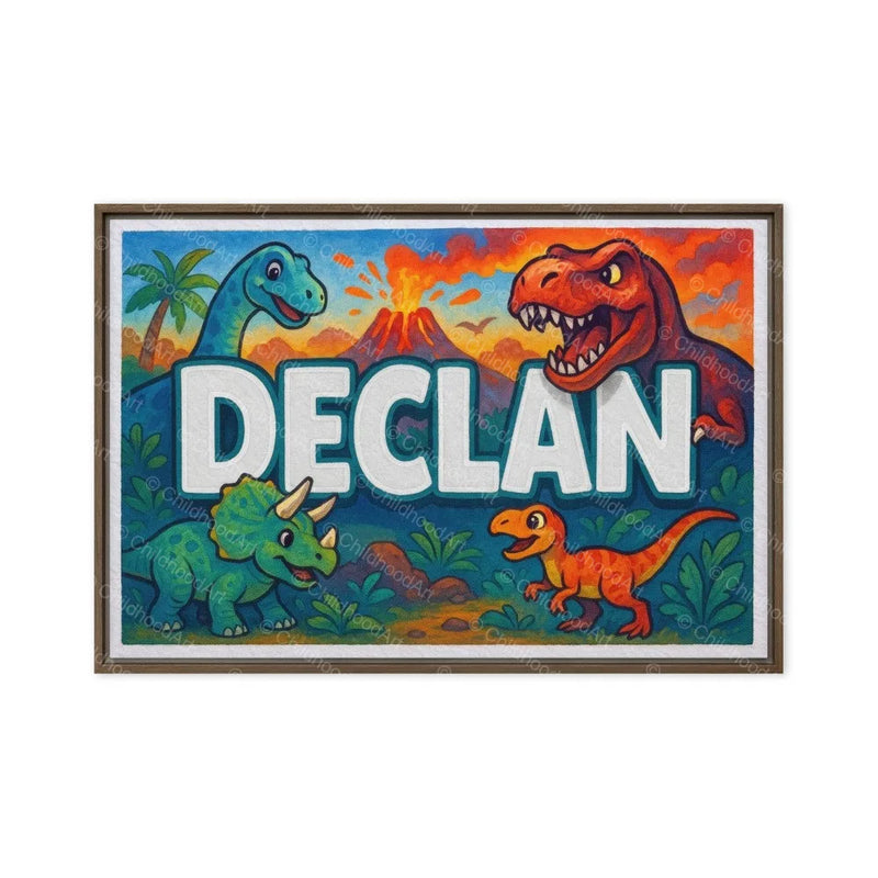 Declan Name Art - Dinosaur Adventure personalized wall print for kids