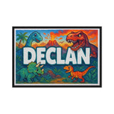 Declan Name Art - Dinosaur Adventure personalized wall print for kids