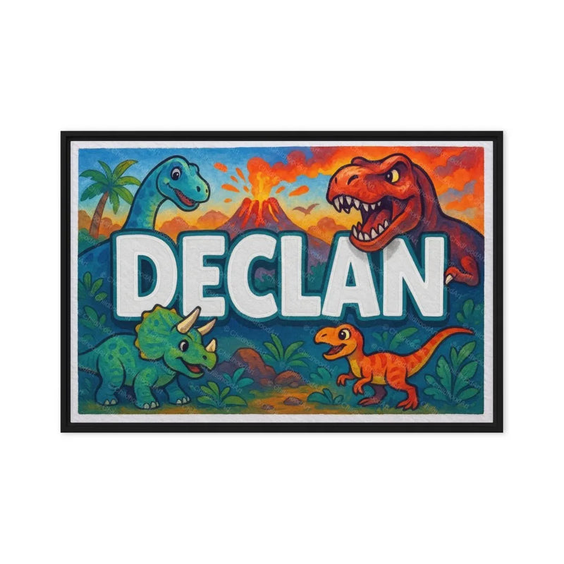 Declan Name Art - Dinosaur Adventure personalized wall print for kids