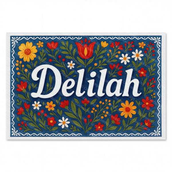 Delilah Floral Farmhouse Name Art