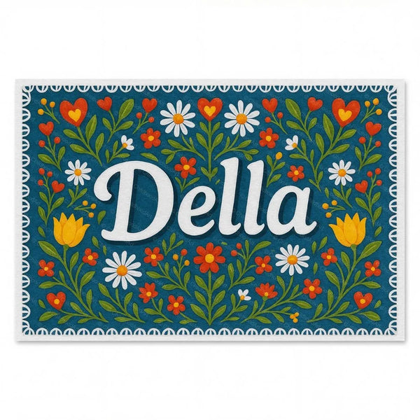 Personalized Della name art print in the Floral farmhouse style
