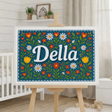 Della Name Art - Floral Farmhouse personalized wall print for kids