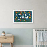 Della Name Art - Floral Farmhouse personalized wall print for kids