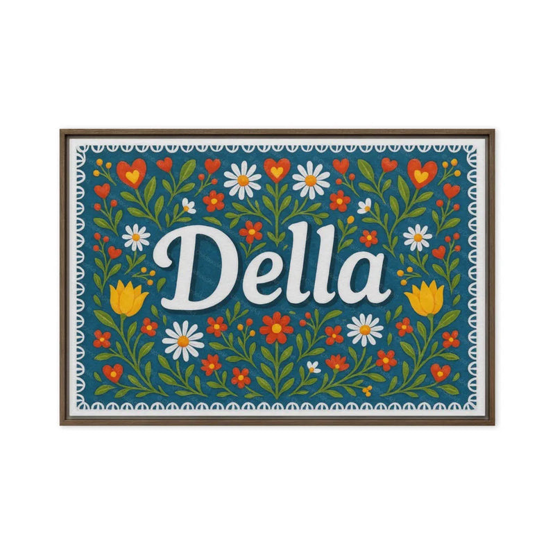 Della Name Art - Floral Farmhouse personalized wall print for kids