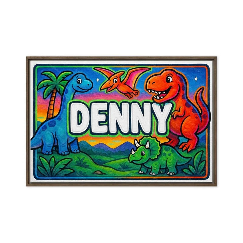 Denny Name Art - Dinosaur Adventure personalized wall print for kids