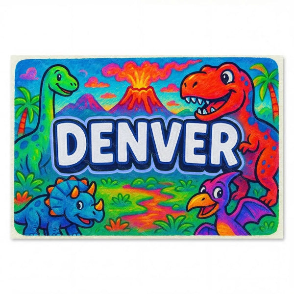 Denver Name Art - Dinosaur Adventure Personalized Wall Art