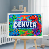 Denver Name Art - Dinosaur Adventure personalized wall print for kids