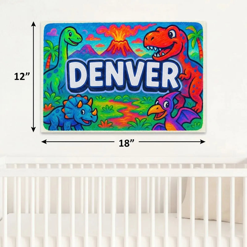 Denver Name Art - Dinosaur Adventure personalized wall print for kids