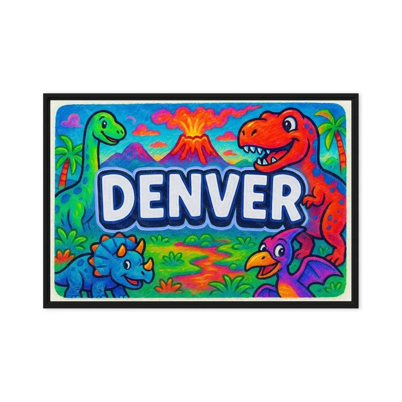 Denver Name Art - Dinosaur Adventure personalized wall print for kids