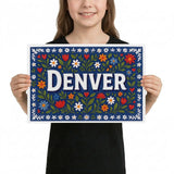 Denver Name Art - Floral Farmhouse personalized wall print for kids