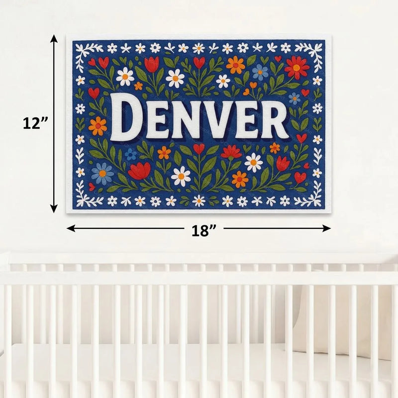 Denver Name Art - Floral Farmhouse personalized wall print for kids