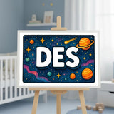 Des Name Art - Space Explorers personalized wall print for kids