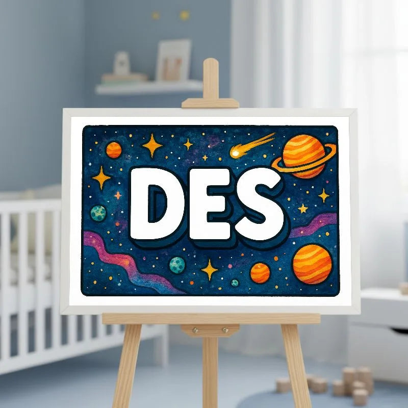 Des Name Art - Space Explorers personalized wall print for kids
