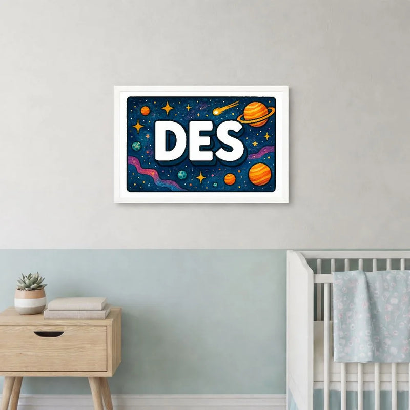 Des Name Art - Space Explorers personalized wall print for kids