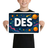 Des Name Art - Space Explorers personalized wall print for kids