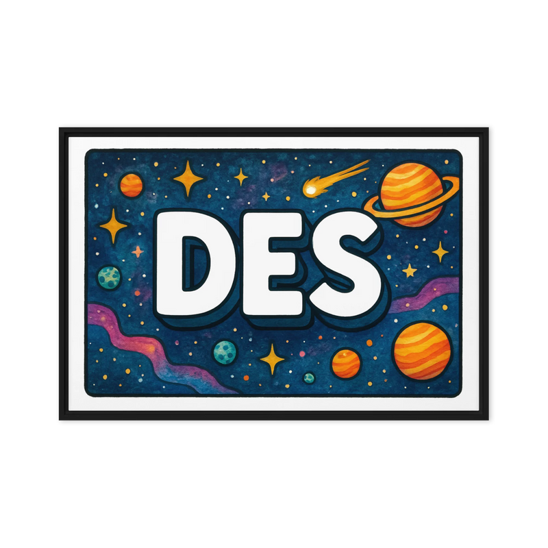 Des Name Art - Space Explorers personalized wall print for kids