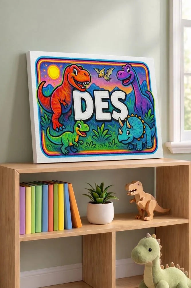 Des Name Art - Dinosaur Adventure personalized wall print for kids
