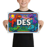 Des Name Art - Dinosaur Adventure personalized wall print for kids