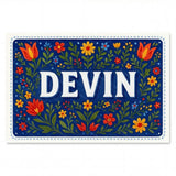 Devin Name Art - Floral Farmhouse personalized wall print for kids