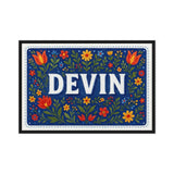 Devin Name Art - Floral Farmhouse personalized wall print for kids