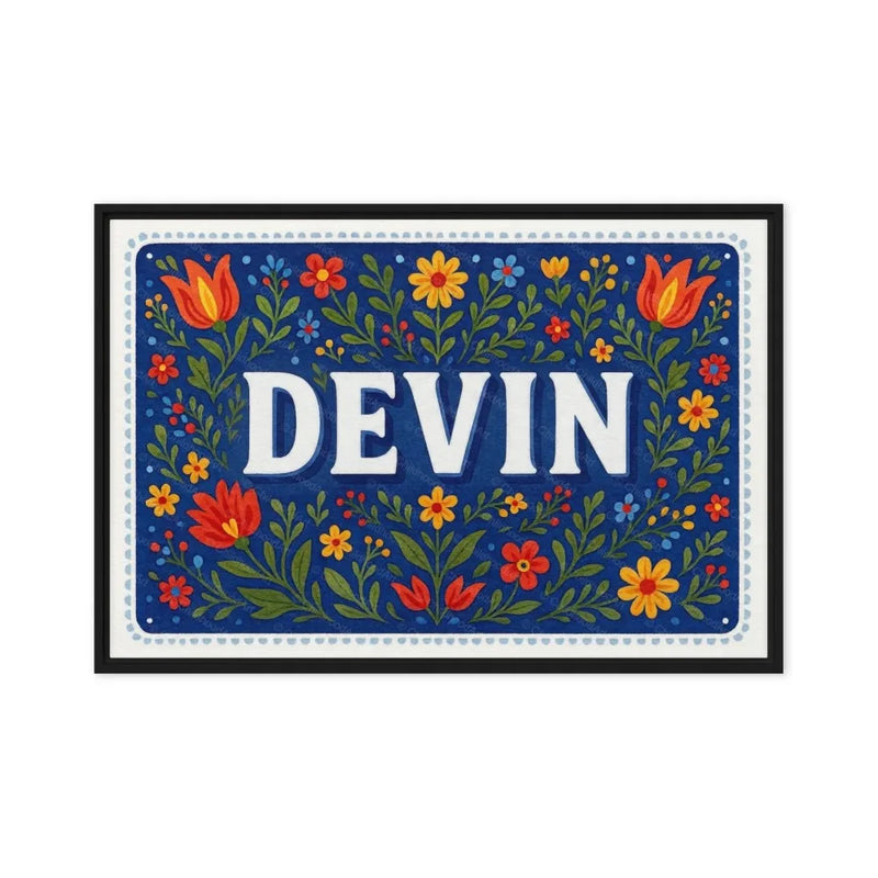 Devin Name Art - Floral Farmhouse personalized wall print for kids